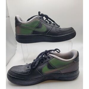Nike Air Force 1 Low LV8GS Reflective Black/ Green Sneakers Size 4.5Y‎  Youth